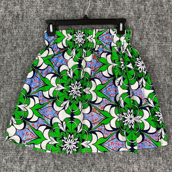 OH MY! Skirt Womens 24 Mini Short Floral Elastic Waist Pleated Bottoms Green - Picture 1 of 9